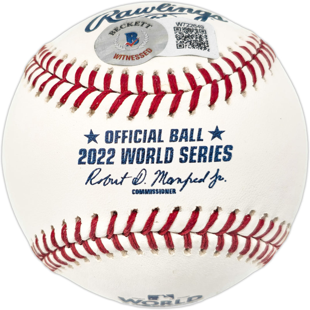 Michael Brantley Signed 2022 WS Logo Baseball Astros 2022 WS Champs Beckett Wit