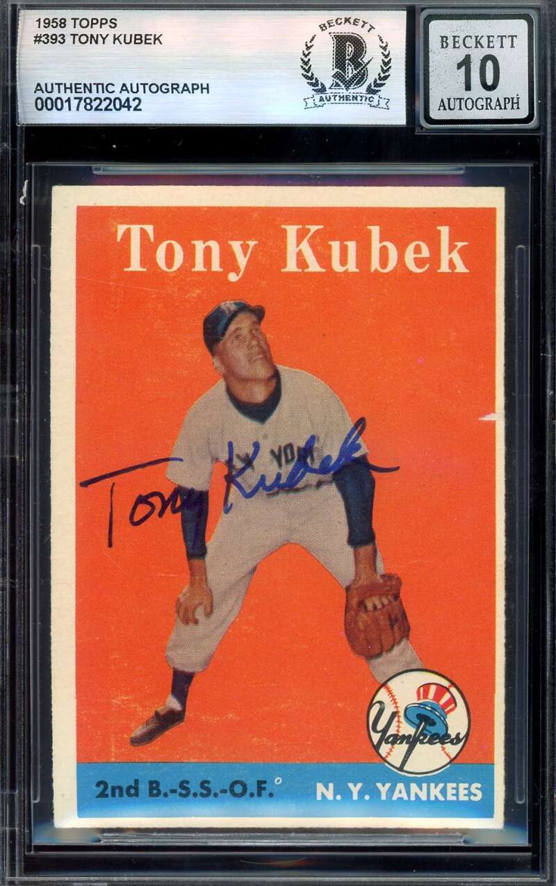 Tony Kubek Gem Mint 10 Beckett BAS Signed 1958 Topps Autograph