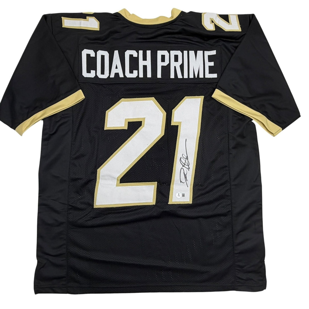 Autographed/Signed Deion Sanders Coach Prime Colorado Black Jersey Beckett COA
