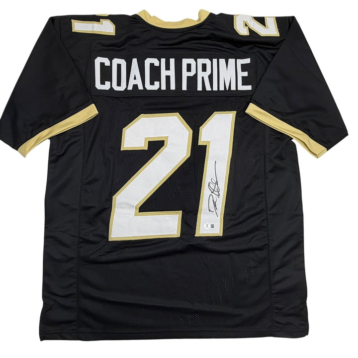 Autographed/Signed Deion Sanders Coach Prime Colorado Black Jersey Beckett COA