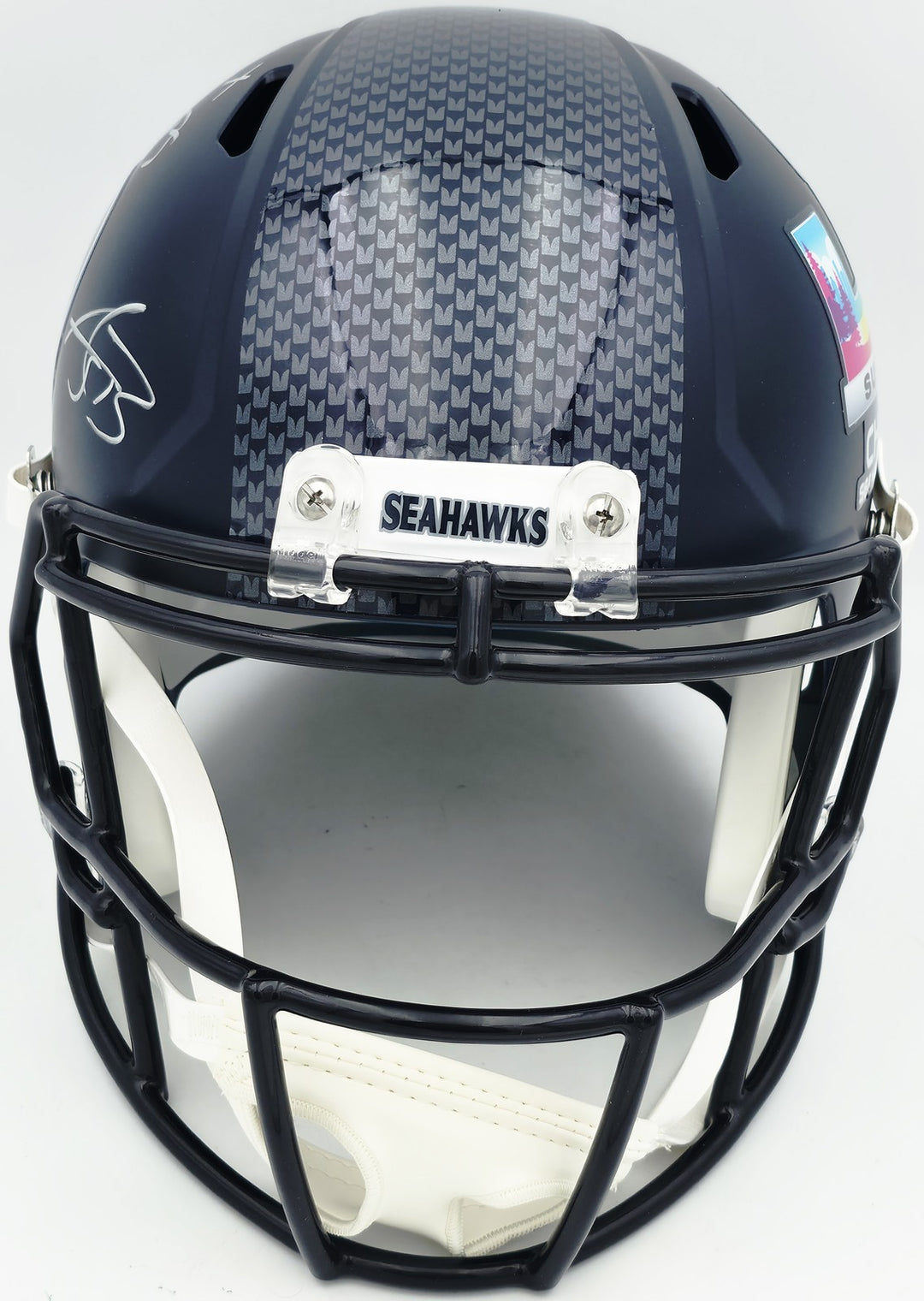 AJ Barner Auto Seahawks Blue Full Sz SB LX Champions Logo Speed Rep Helmet