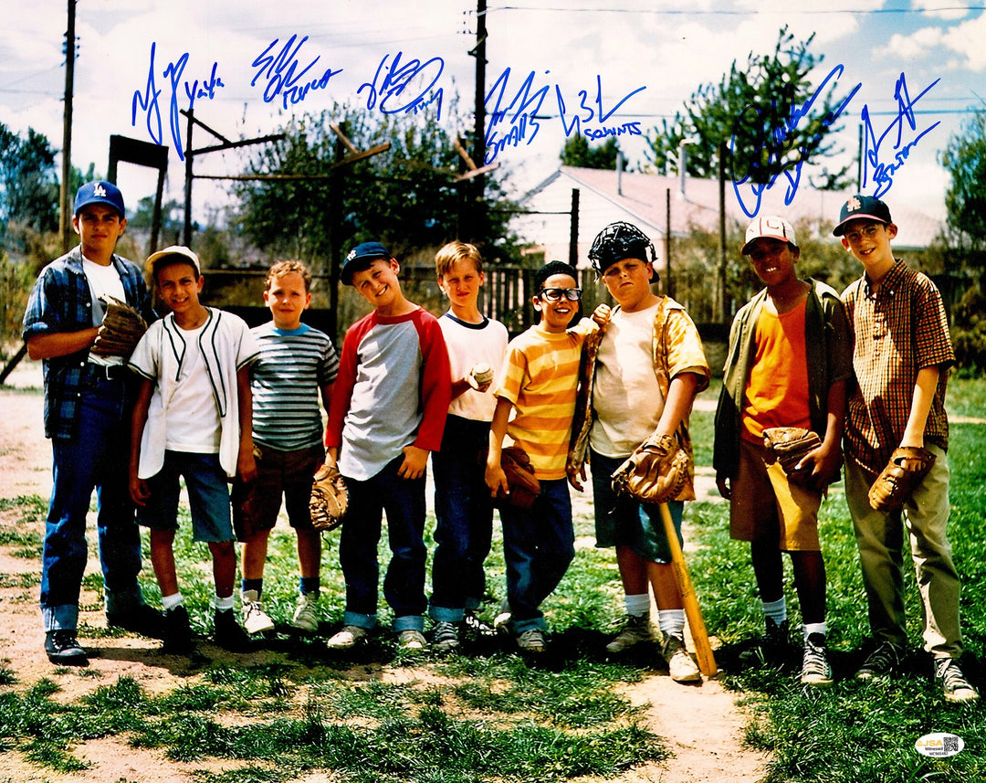 The Sandlot Cast Signed 16x20 Photo 7 Signatures Tom Guiry JSA Witness