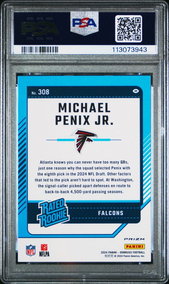 Graded 2024 Donruss Michael Penix Jr #308 Preview Pink RC Card PSA 10