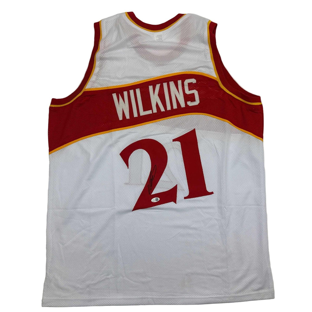Autographed/Signed DOMINIQUE WILKINS Atlanta White Jersey PSA/DNA COA