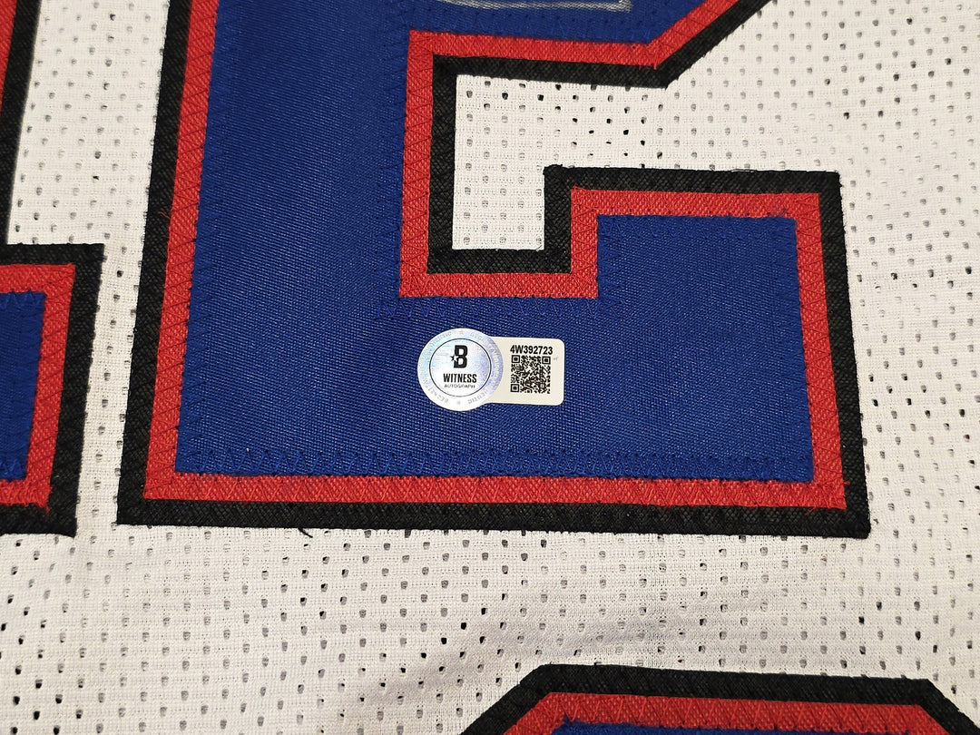 Bills Jim Kelly, Thurman Thomas & Andre Reed Signed White Jersey Beckett Witness