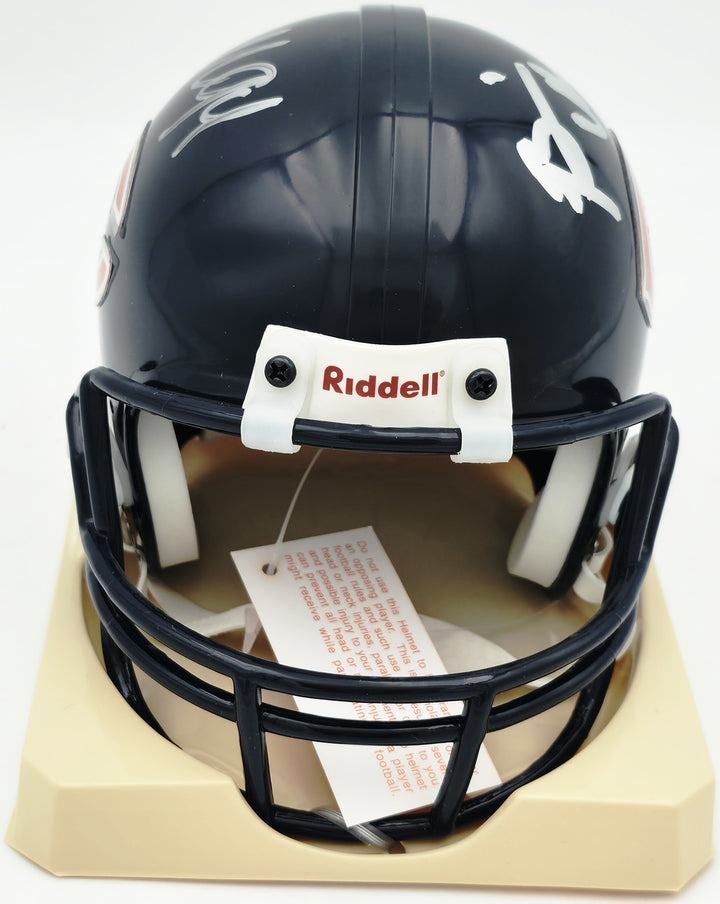 Brian Urlacher & Dan Hampton Signed Bears Blue Mini Helmet Beckett Witness
