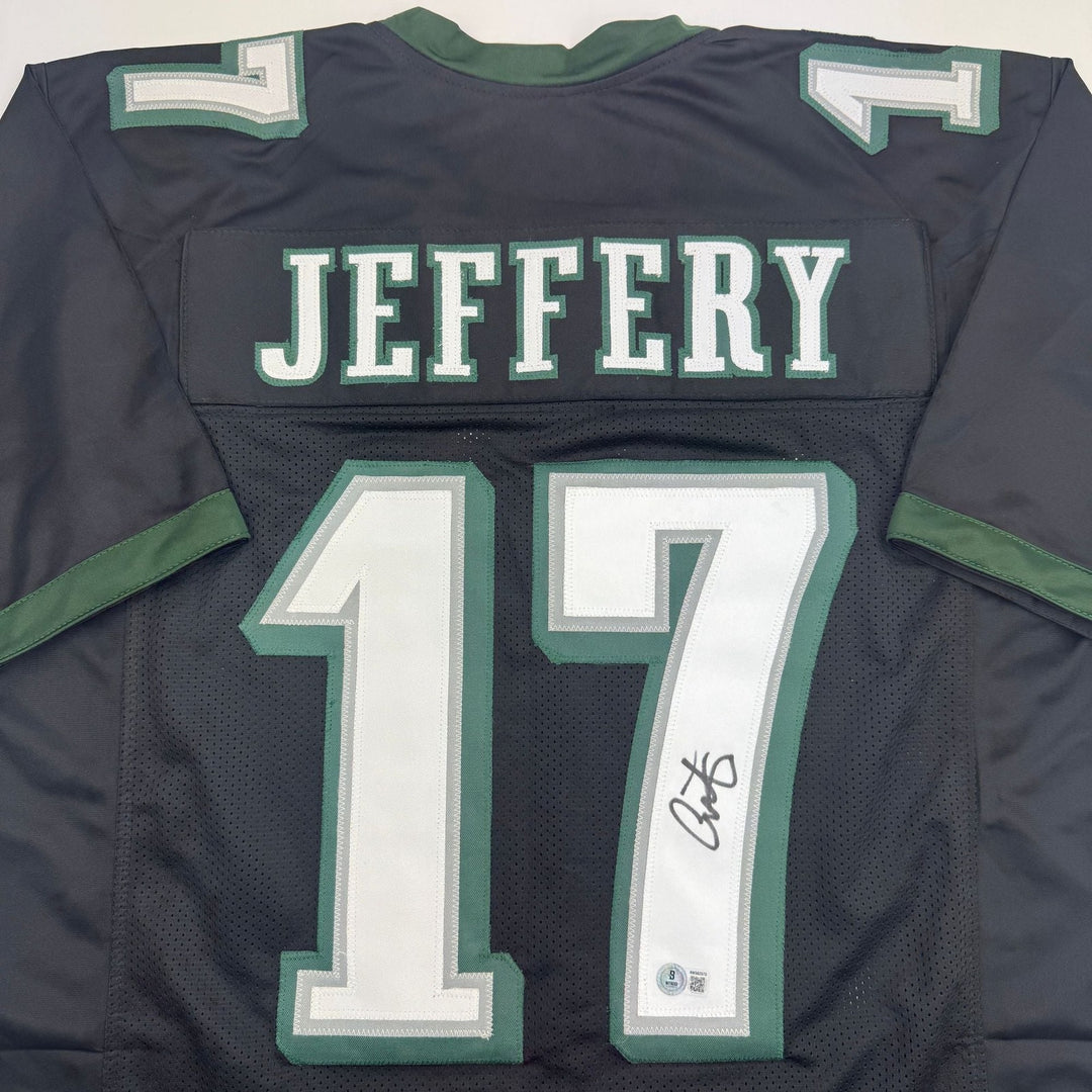 Autographed/Signed Alshon Jeffery Philadelphia Black Football Jersey Beckett COA