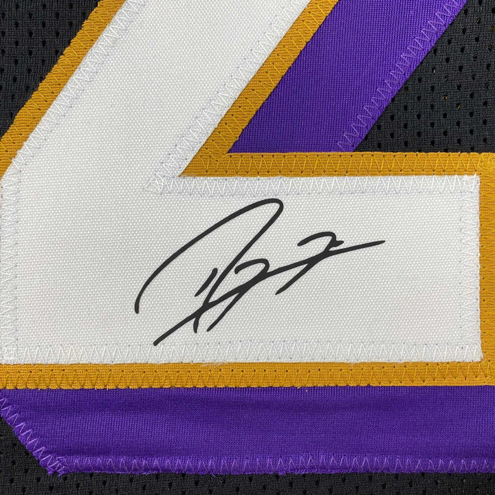 Facsimile Autographed Ray Lewis Baltimore Black Reprint Jersey Size Men's XL