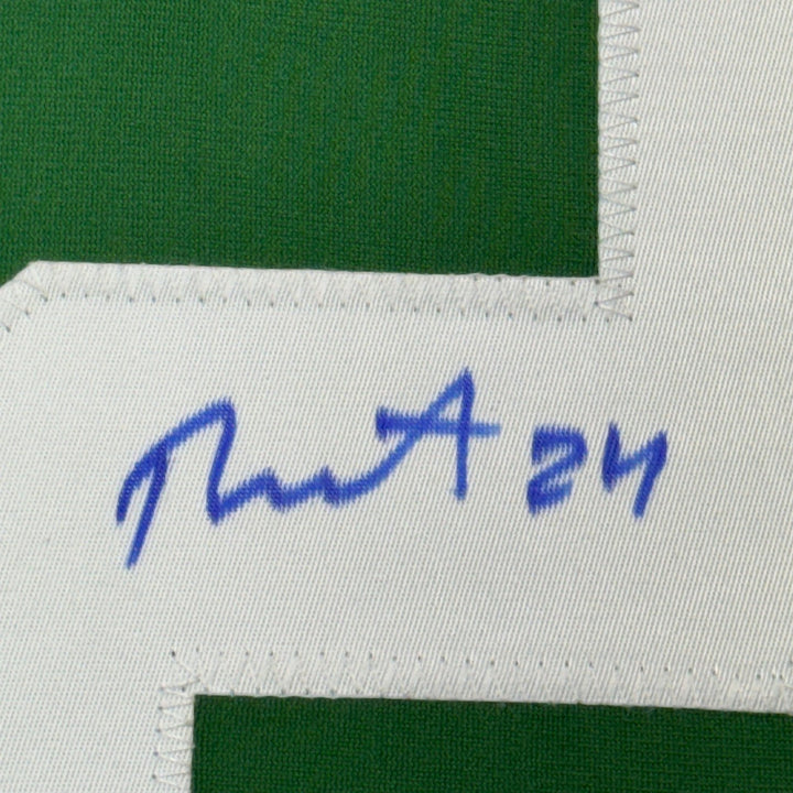 Framed Autographed/Signed Roope Hintz 35x39 Dallas Green Jersey JSA COA