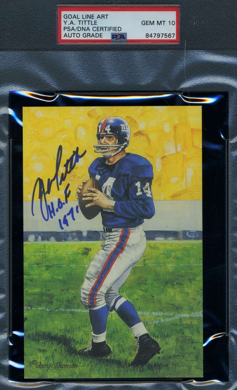 Y.A. Tittle Gem Mint 10 PSA DNA Signed Goal Line Art Card GLAC Autograph