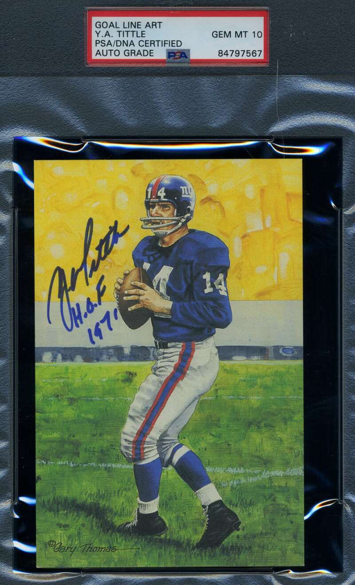 Y.A. Tittle Gem Mint 10 PSA DNA Signed Goal Line Art Card GLAC Autograph