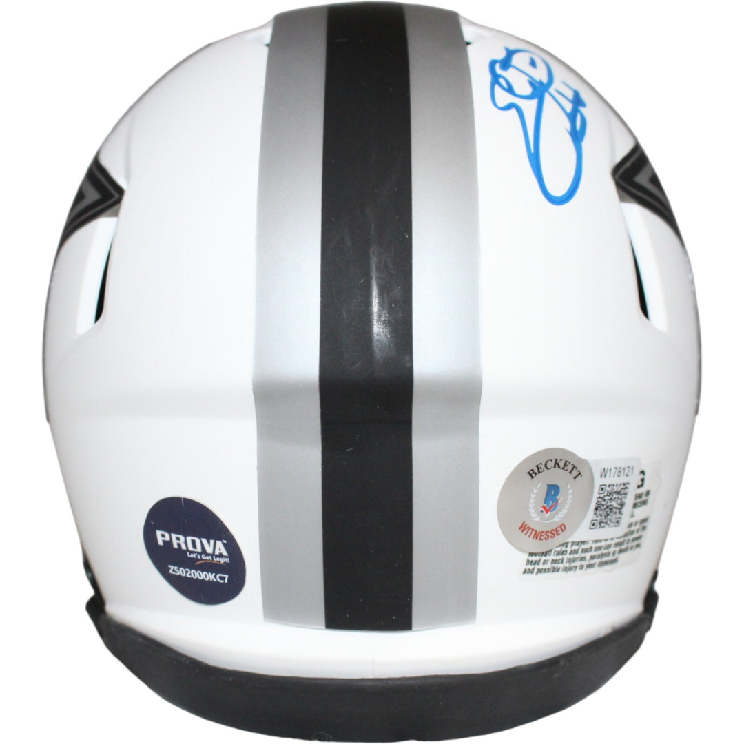 Emmitt Smith Signed Dallas Cowboys Lunar Mini Helmet Beckett 39814