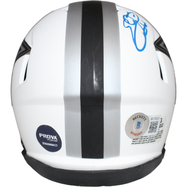 Emmitt Smith Signed Dallas Cowboys Lunar Mini Helmet Beckett 39814