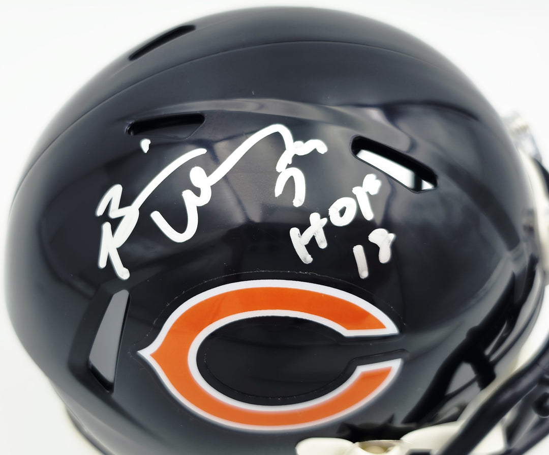 Brian Urlacher Auto Bears Blue Speed Mini Helmet "HOF 18" Beckett Witness