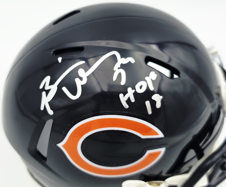 Brian Urlacher Auto Bears Blue Speed Mini Helmet "HOF 18" Beckett Witness