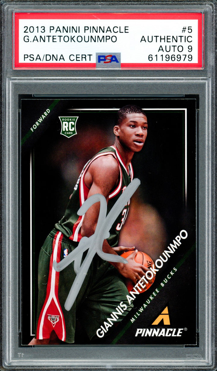 Giannis Antetokounmpo Signed 2013 Panini Pinnacle RC 5 Bucks Auto Mint 9 PSA/DNA