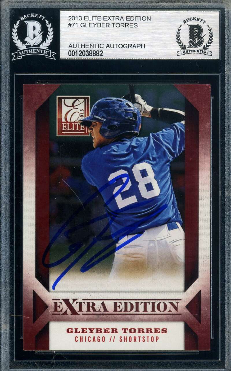 Gleyber Torres Beckett Signed 2013 Panini Elite Extra Edition Rookie Autograph