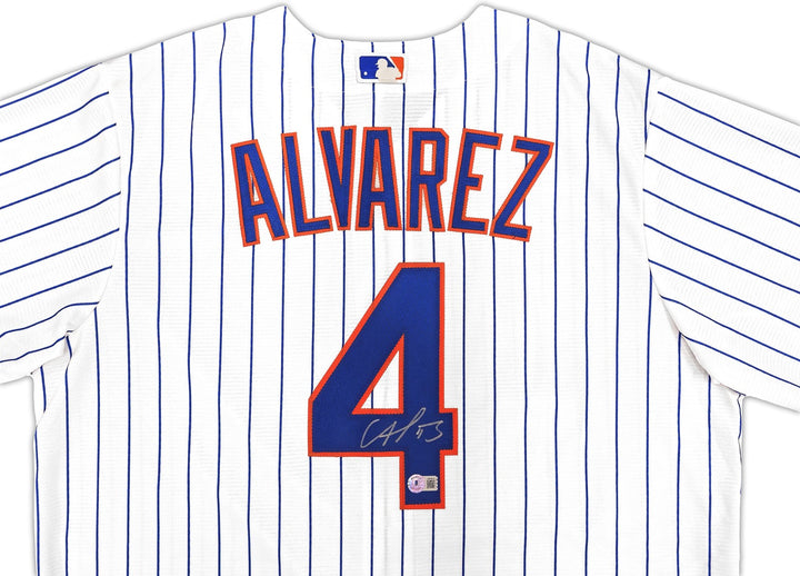 New York Mets Francisco Alvarez Signed White Nike Jersey Size L Beckett Witness