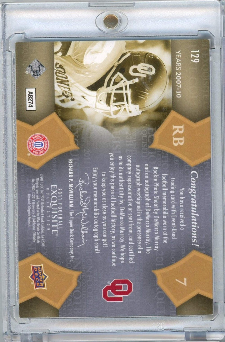 2011 Upper Deck Exquisite Football DeMarco Murray #129 /135 RPA RC Card