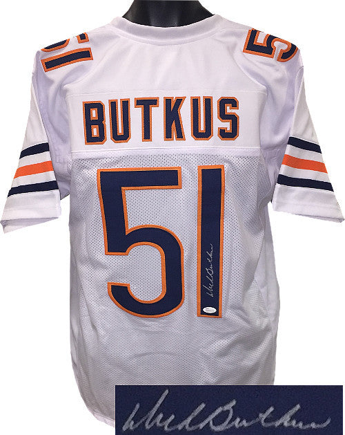 Dick Butkus signed White TB Pro Style Football Jersey XL- JSA Witnessed Holo
