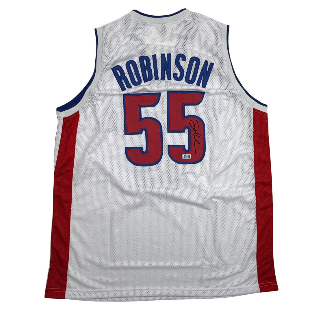 Autographed/Signed Duncan Robinson Detroit White Basketball Jersey Beckett COA