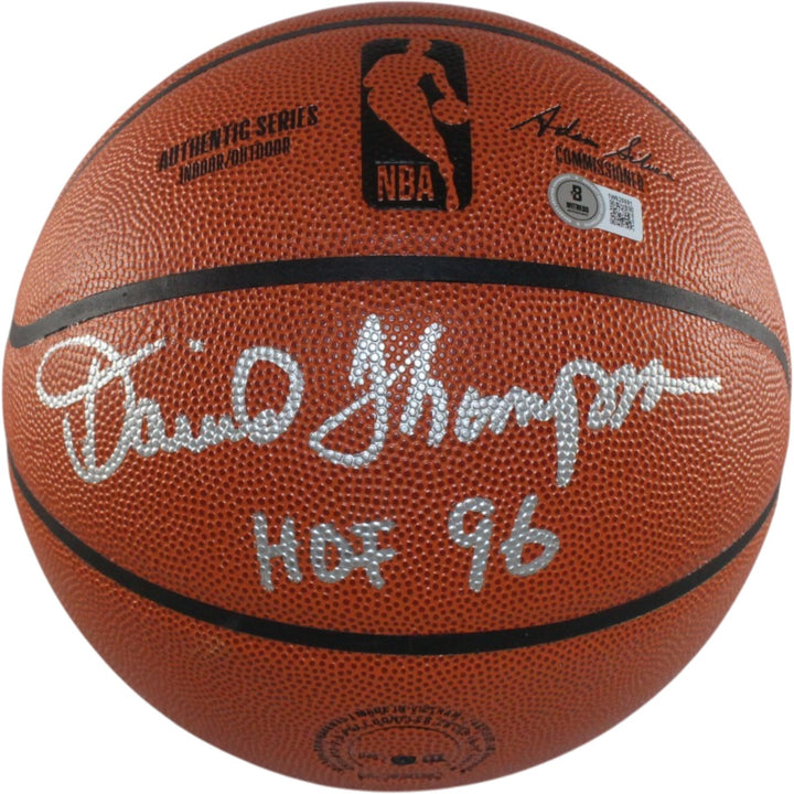 David Thompson Autographed Denver Nuggets Wilson Basketball HOF 96 Beckett 55473