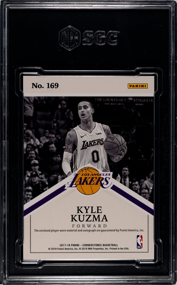 Kyle Kuzma signed 2017-18 National Treasures Rookie Auto/Patch Card-SGC Graded 8