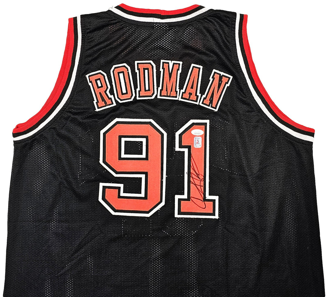 Chicago Bulls Dennis Rodman Autographed Signed Black Jersey JSA