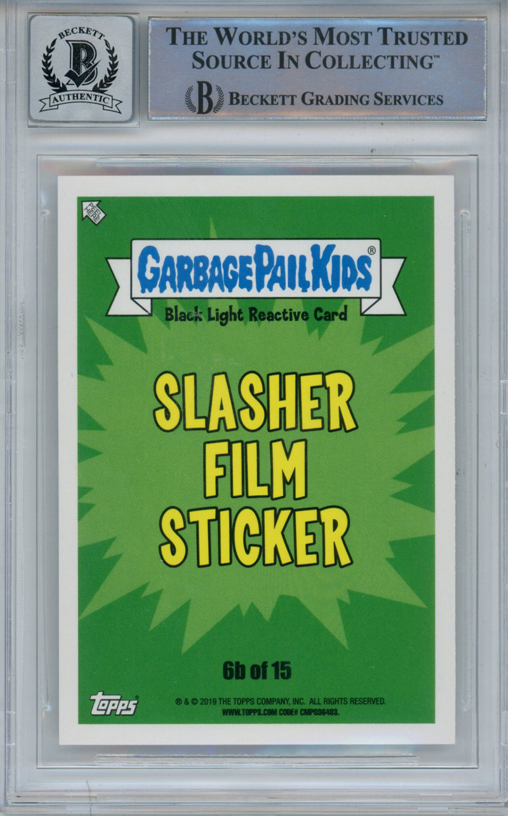 Ari Lehman Signed Garbage Pail Kids Bottom of the Blake #SF6B BAS 10 Slab 43061