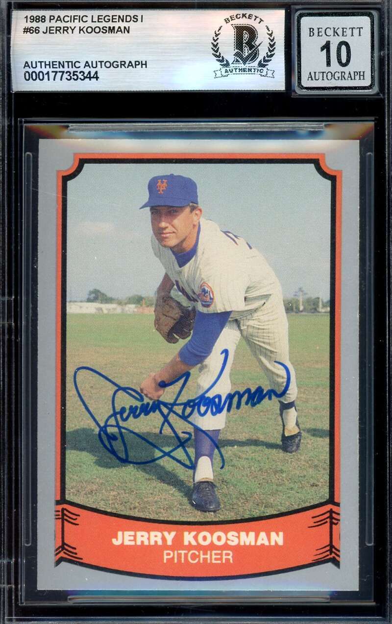 Jerry Koosman Gem Mint 10 Beckett BAS Signed 1988 Pacific Legends Autograph