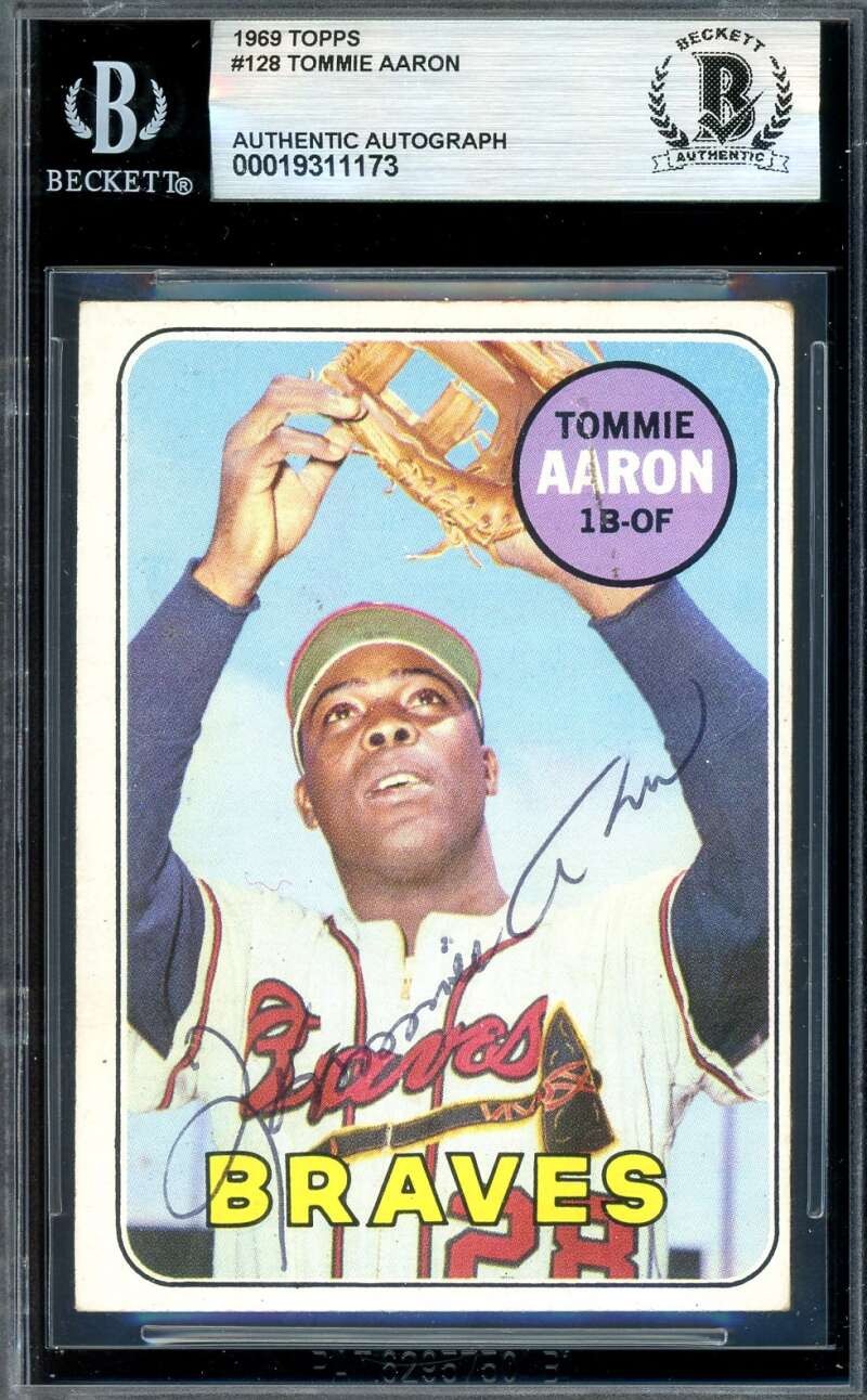 Tommie Aaron Beckett BAS Vintage Signed 1969 Topps Autograph Braves