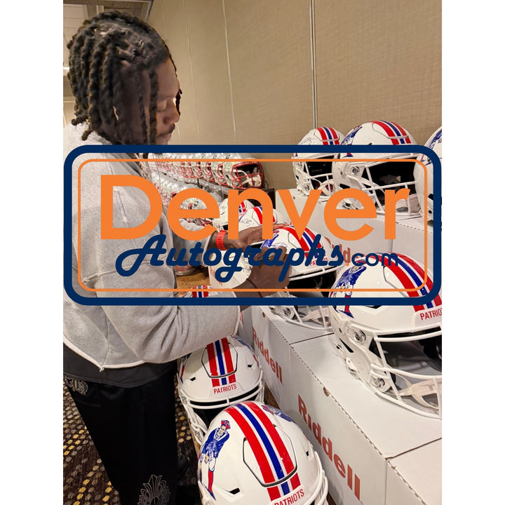 AJ Brown Signed New England Patriots SpeedFlex 82-89 TB Helmet Beckett WIT 57983