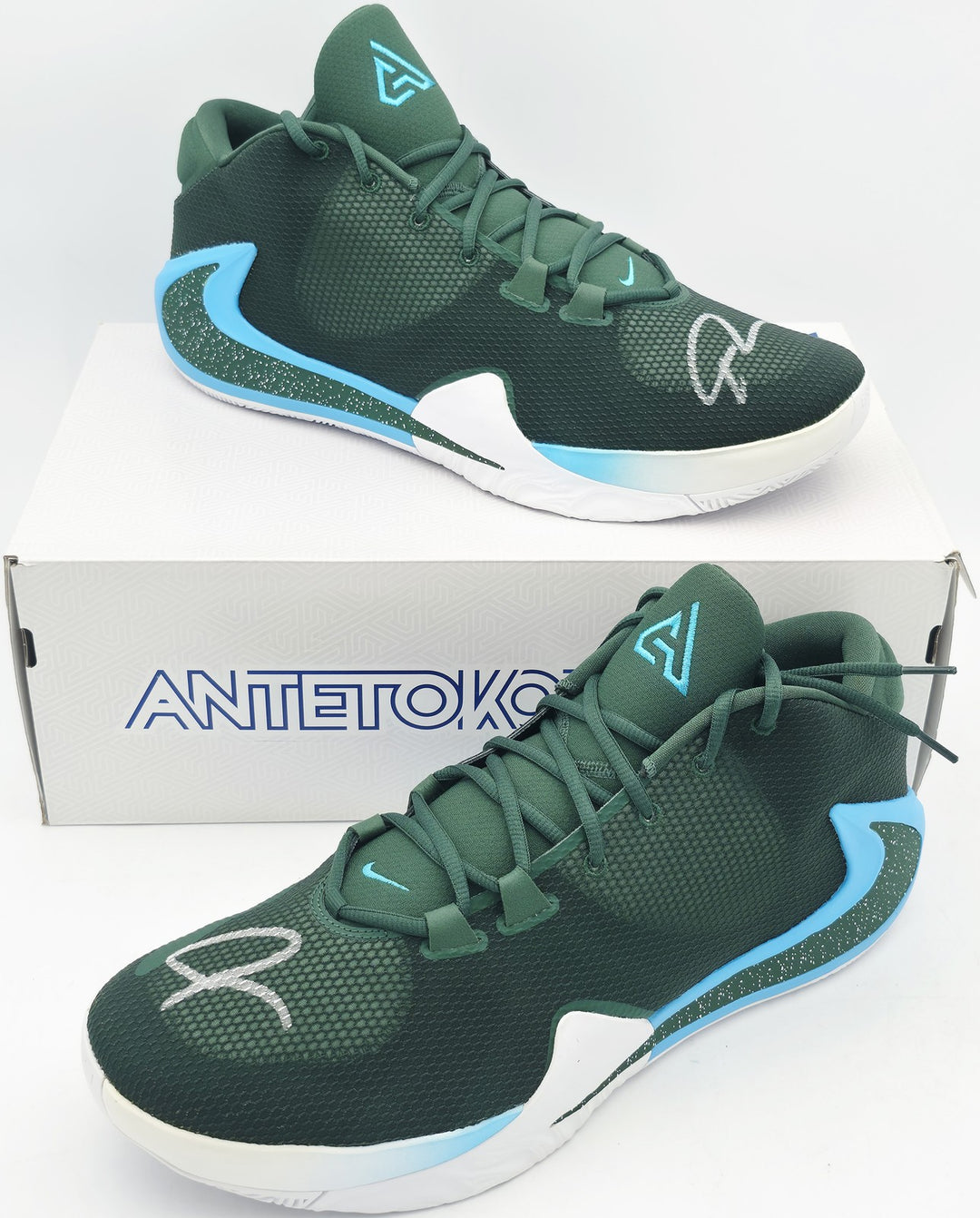 Giannis Signed 2021 PE Promo Nike Zoom Freak 3 Shoes Size 17 BAS Witness