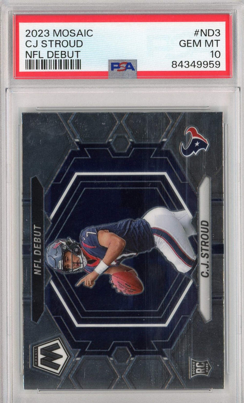 Graded 2023 Mosaic C.J. Stroud #ND3 NFL Debut Rookie RC Football Card PSA 10