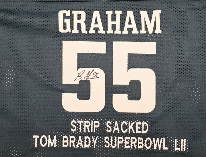 Eagles Brandon Graham & Milton Williams Auto Green Super Bowl Jersey Sack BAS