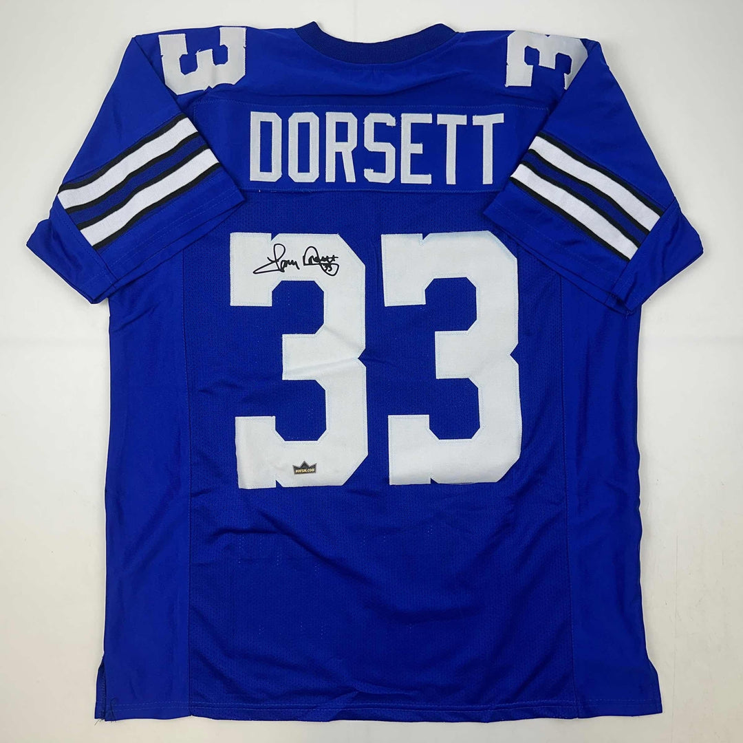Facsimile Autographed Tony Dorsett Dallas Blue Reprint Jersey Size Men's XL