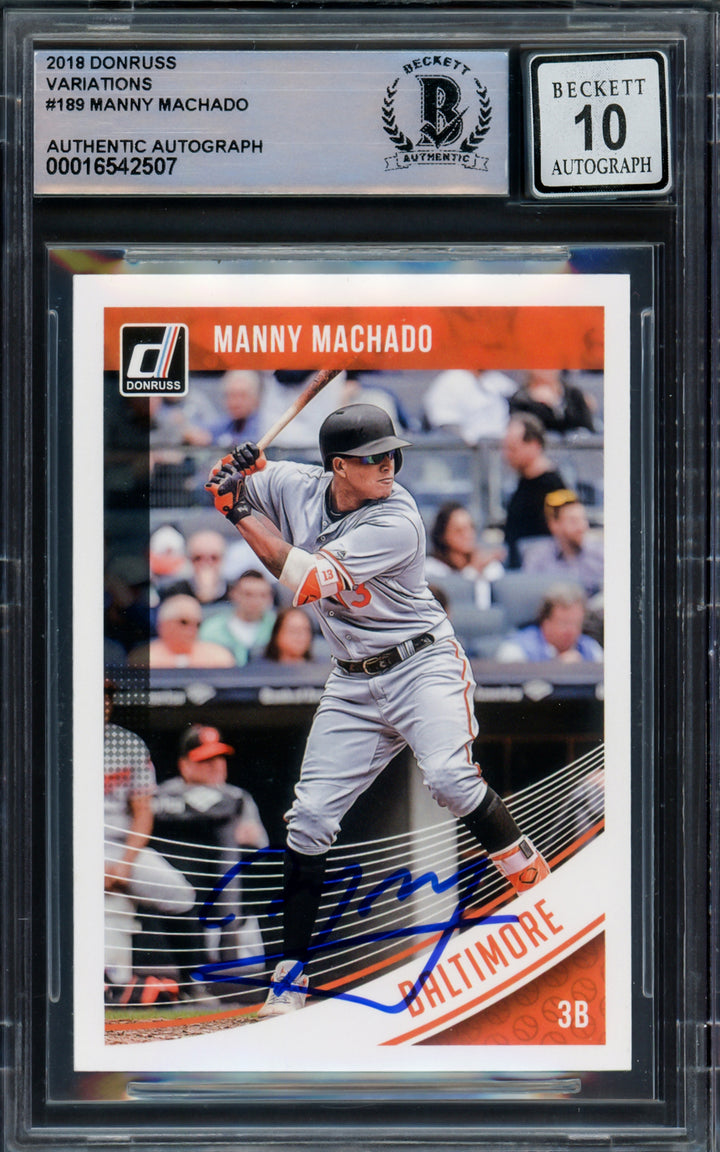 Manny Machado Auto Signed 2018 Donruss Variation Card 189 Orioles Sig 10 Beckett