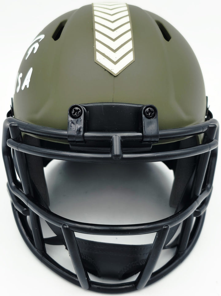 Brian Urlacher Signed Chicago Bears Camo Green Salute to Service Speed Mini