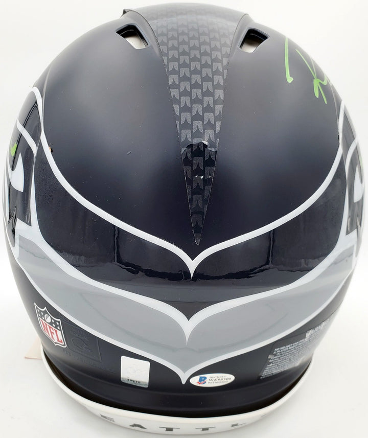 Russell Wilson Signed Seattle Seahawks Full Size Speed Helmet In Green RW Holo