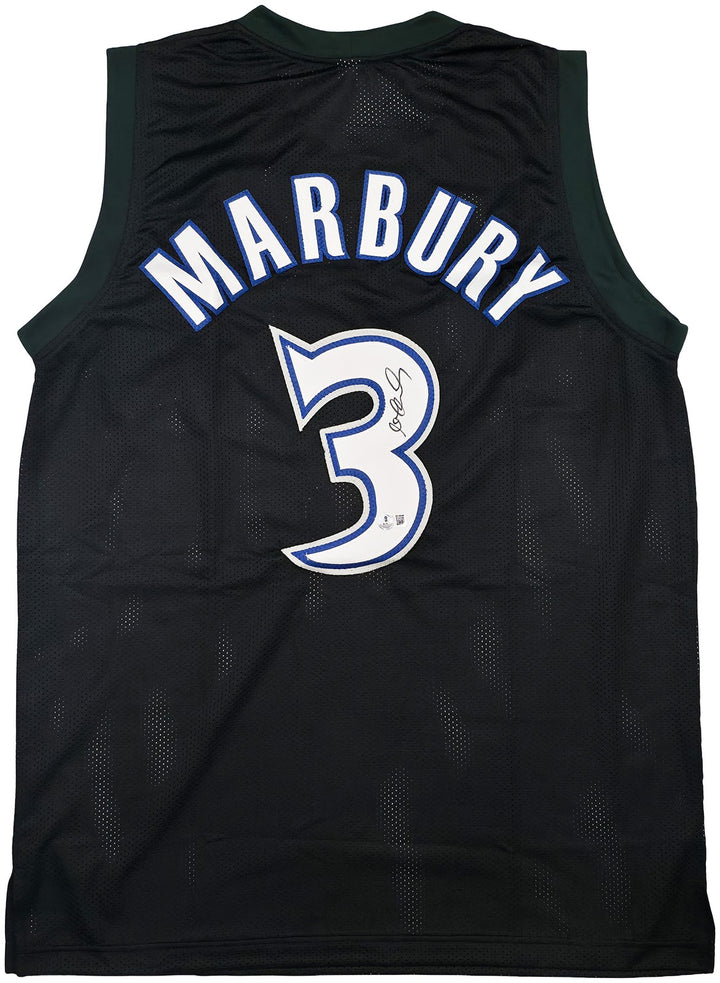 Minnesota Timberwolves Stephon Marbury Signed Black Jersey Beckett Witness