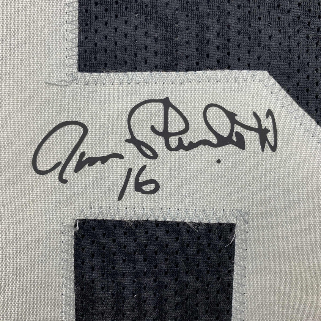 Facsimile Autographed Jim Plunkett Oakland Las Vegas Black Jersey Men XL