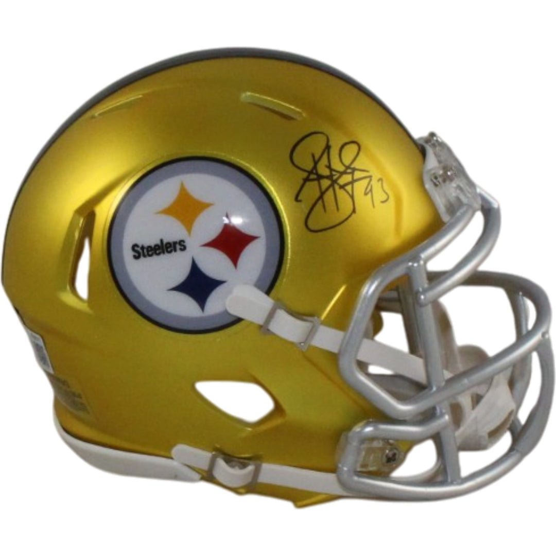 Troy Polamalu Autographed Pittsburgh Steelers Blaze Mini Helmet Beckett 56184