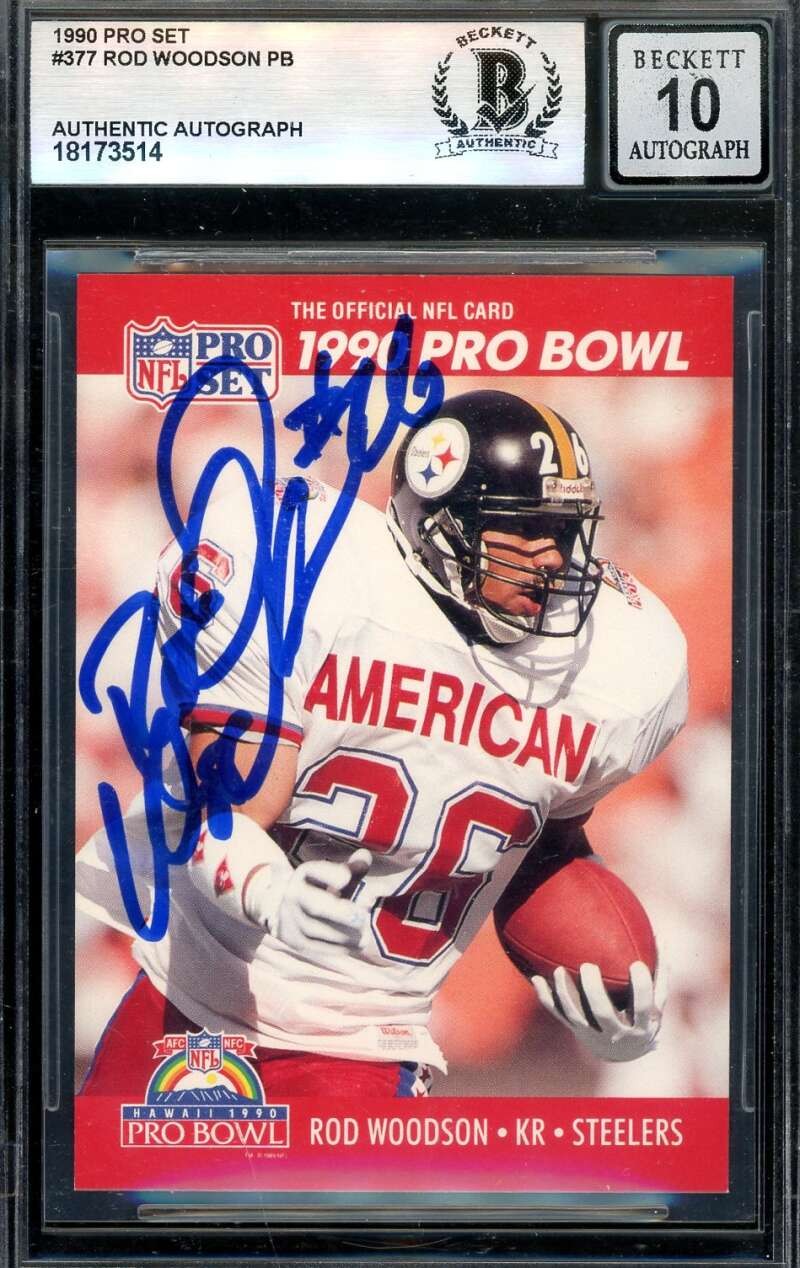 Rod Woodson Gem Mint 10 Beckett BAS Signed 1990 Pro Set Pro Bowl Autograph