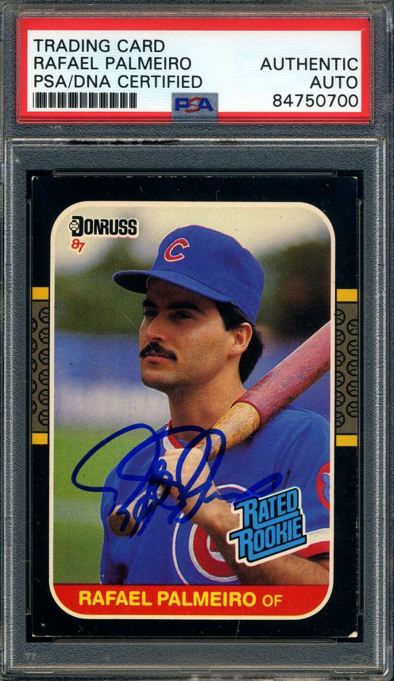 Rafael Palmeiro PSA DNA Coa Signed 1987 Donruss Rated Rookie Autograph