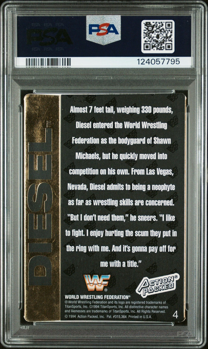 Graded 1994 Action Packed Kevin Nash Diesel #4 RC Card PSA 8 Card Auto AUTH