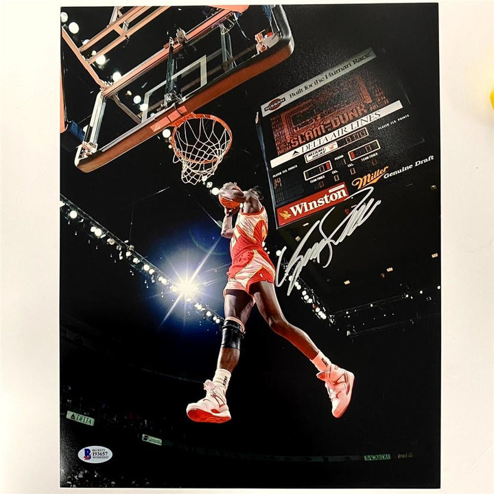Dominique Wilkins signed Slam Dunk 11x14 Photo autograph (C) ~ Beckett BAS