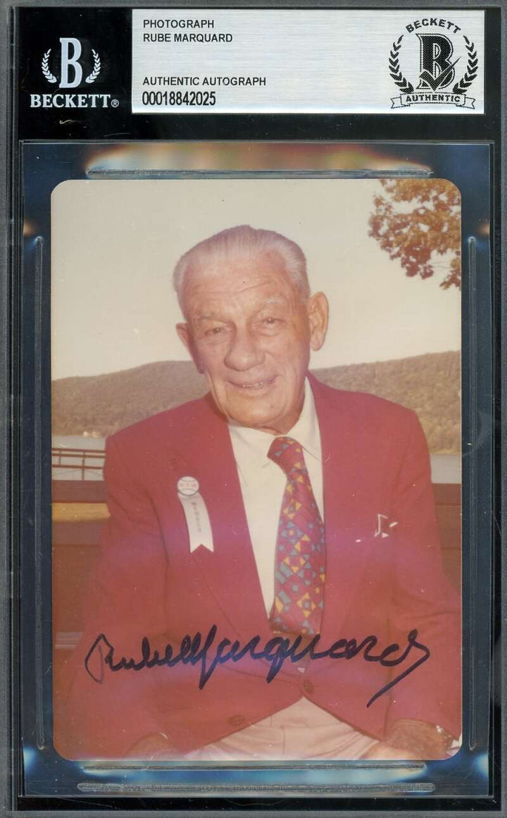 Rube Marquard Beckett BAS Signed Original 4x5 Photo Autograph