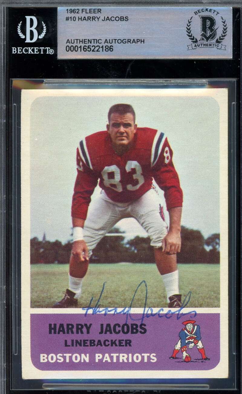Harry Jacobs Beckett BAS Signed 1962 Fleer Autograph