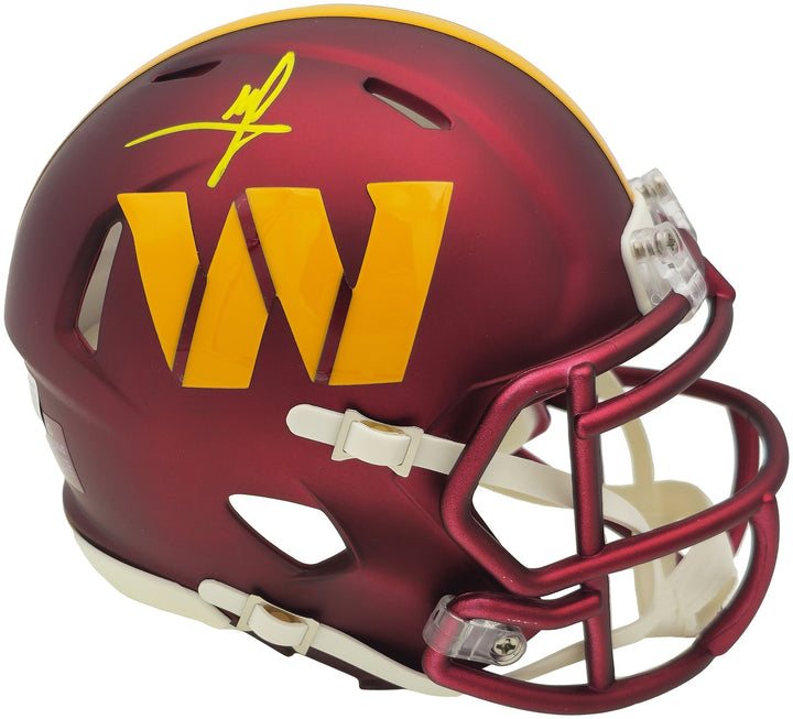 Mike Sainristil Signed Washington Commanders Maroon Speed Mini Helmet
