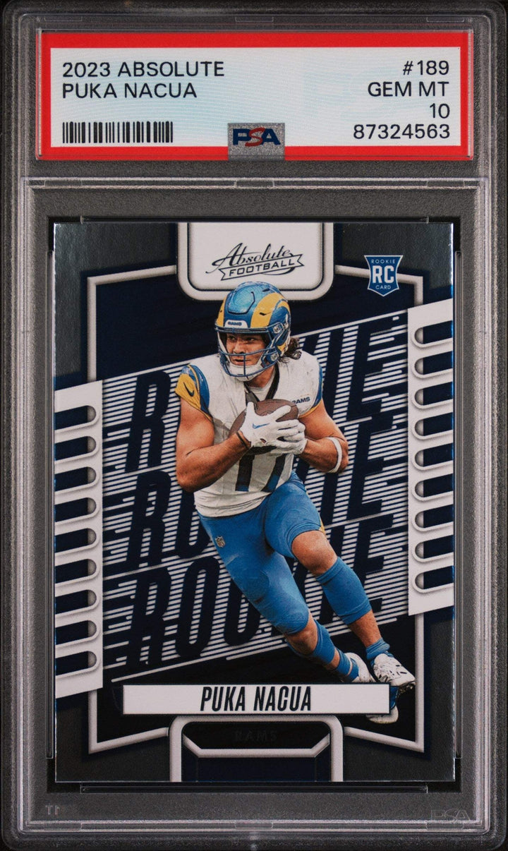 Graded 2023 Panini Absolute Puka Nacua #189 Rookie RC Football Card PSA 10 Gem